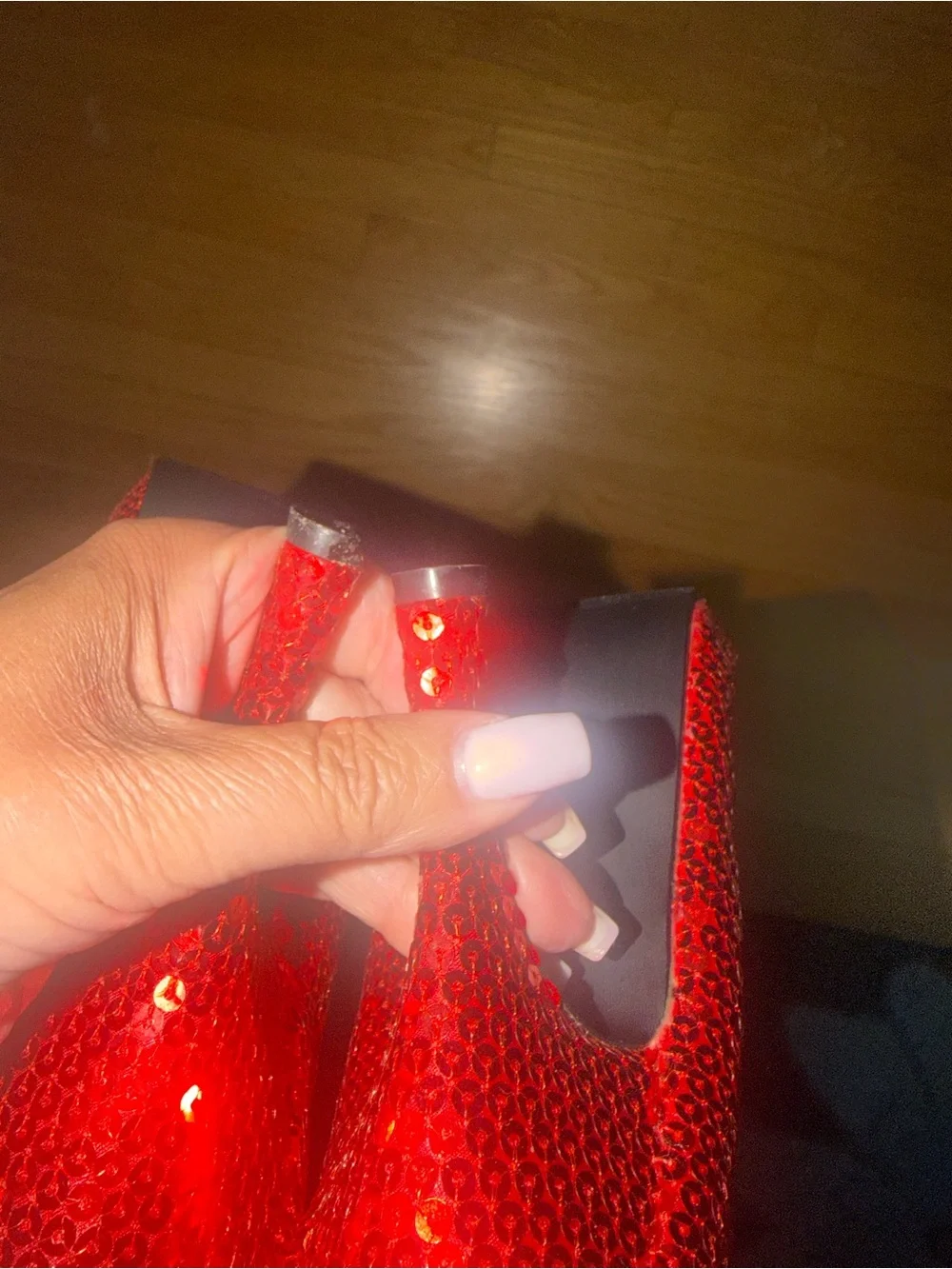 Sequin Bow Red Shoes